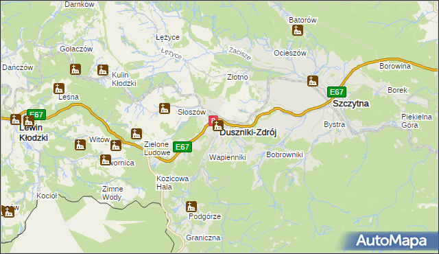 mapa Duszniki-Zdrój, Duszniki-Zdrój na mapie Targeo