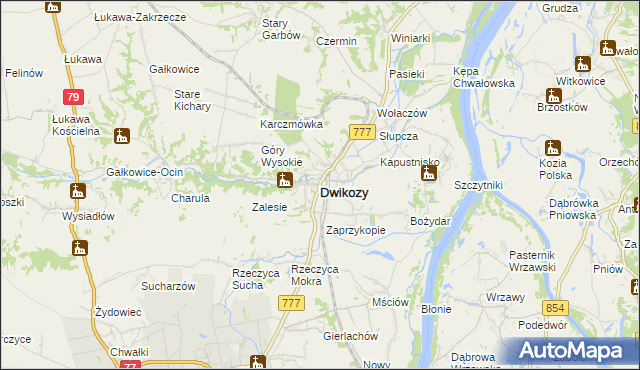mapa Dwikozy, Dwikozy na mapie Targeo
