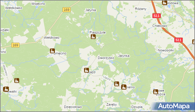 mapa Dworzysko gmina Bobolice, Dworzysko gmina Bobolice na mapie Targeo