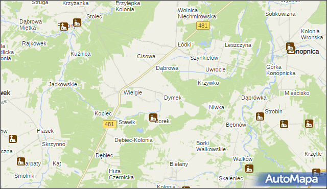 mapa Dymek, Dymek na mapie Targeo