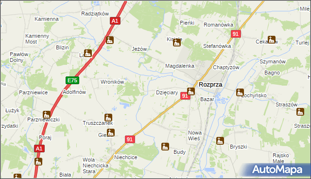 mapa Dzięciary, Dzięciary na mapie Targeo