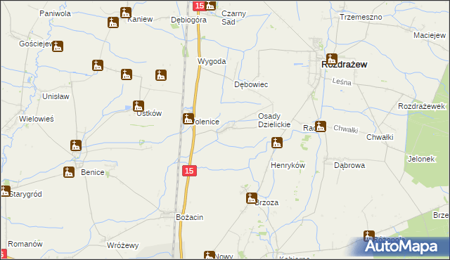 mapa Dzielice, Dzielice na mapie Targeo