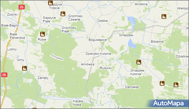 mapa Dzierzbin, Dzierzbin na mapie Targeo