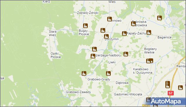 mapa Dzierzęga-Nadbory, Dzierzęga-Nadbory na mapie Targeo