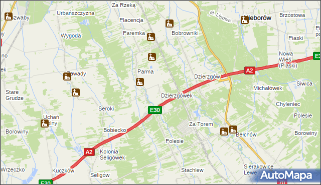 mapa Dzierzgówek gmina Nieborów, Dzierzgówek gmina Nieborów na mapie Targeo