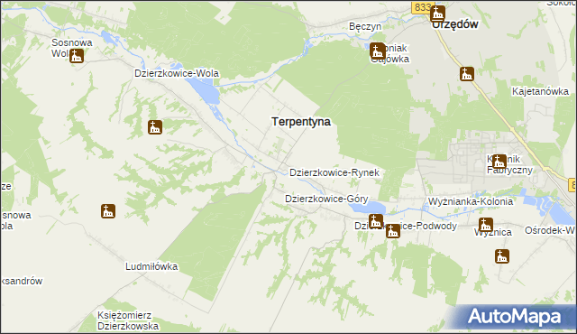 mapa Dzierzkowice-Rynek, Dzierzkowice-Rynek na mapie Targeo