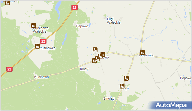 mapa Dzikowo gmina Wałcz, Dzikowo gmina Wałcz na mapie Targeo