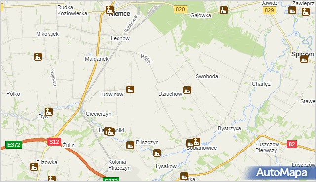 mapa Dziuchów, Dziuchów na mapie Targeo