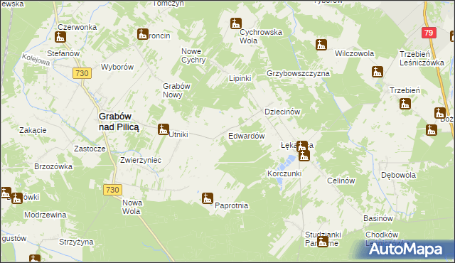mapa Edwardów gmina Grabów nad Pilicą, Edwardów gmina Grabów nad Pilicą na mapie Targeo