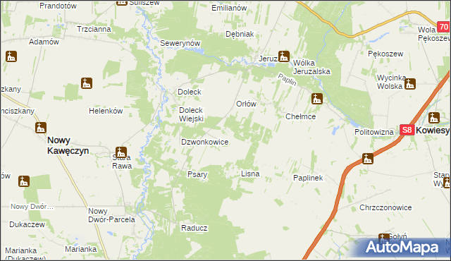 mapa Esterka, Esterka na mapie Targeo