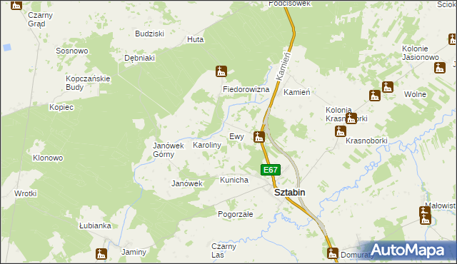 mapa Ewy, Ewy na mapie Targeo