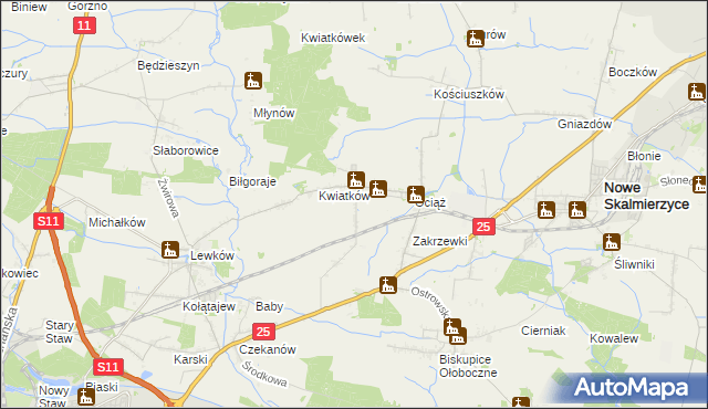 mapa Fabianów gmina Nowe Skalmierzyce, Fabianów gmina Nowe Skalmierzyce na mapie Targeo