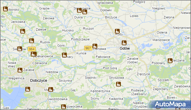 mapa Fałkowice gmina Gdów, Fałkowice gmina Gdów na mapie Targeo