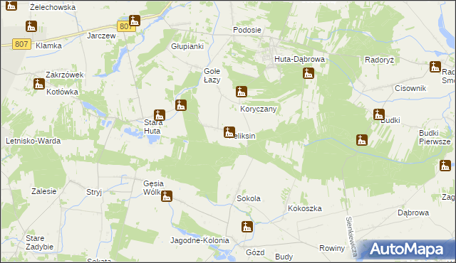 mapa Feliksin gmina Krzywda, Feliksin gmina Krzywda na mapie Targeo