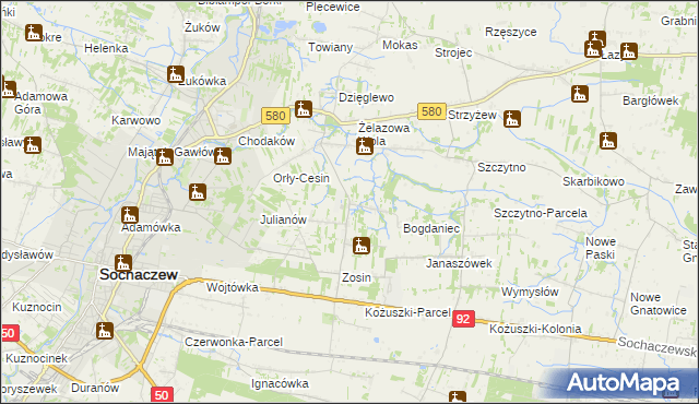 mapa Feliksów gmina Sochaczew, Feliksów gmina Sochaczew na mapie Targeo