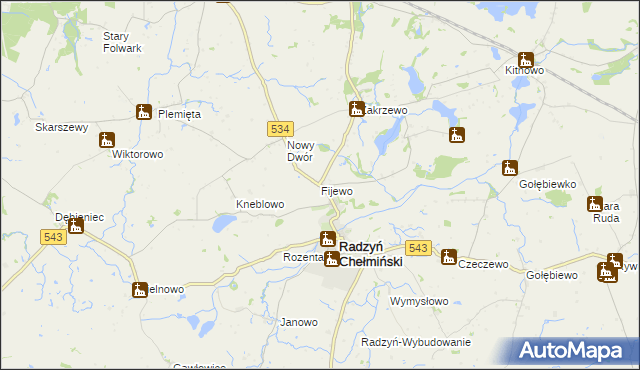 mapa Fijewo gmina Radzyń Chełmiński, Fijewo gmina Radzyń Chełmiński na mapie Targeo