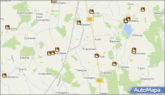mapa Frączkowo, Frączkowo na mapie Targeo