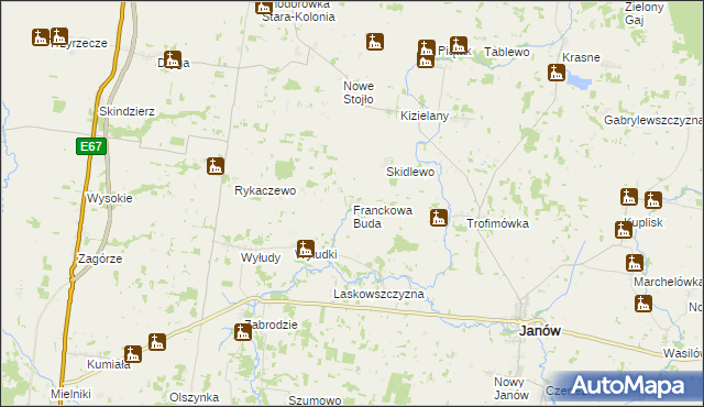 mapa Franckowa Buda, Franckowa Buda na mapie Targeo