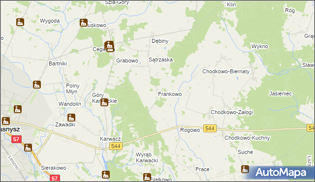 mapa Frankowo gmina Przasnysz, Frankowo gmina Przasnysz na mapie Targeo