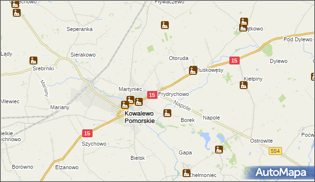 mapa Frydrychowo gmina Kowalewo Pomorskie, Frydrychowo gmina Kowalewo Pomorskie na mapie Targeo