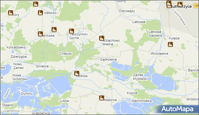 mapa Gądkowice, Gądkowice na mapie Targeo