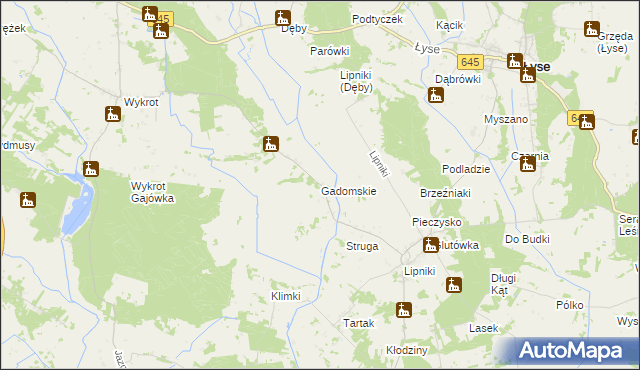 mapa Gadomskie, Gadomskie na mapie Targeo