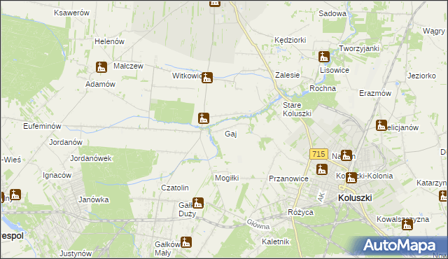 mapa Gaj gmina Brzeziny, Gaj gmina Brzeziny na mapie Targeo
