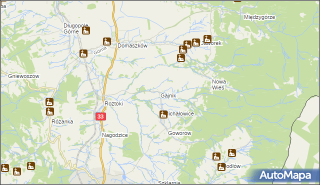 mapa Gajnik, Gajnik na mapie Targeo