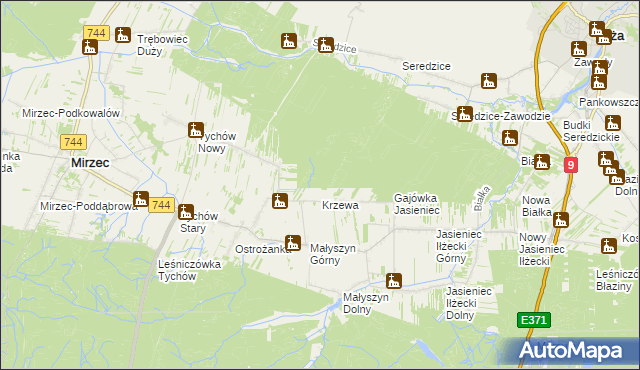 mapa Gajówka Krzewa, Gajówka Krzewa na mapie Targeo