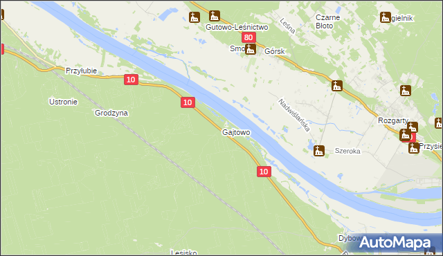 mapa Gajtowo, Gajtowo na mapie Targeo