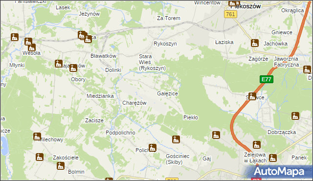 mapa Gałęzice, Gałęzice na mapie Targeo