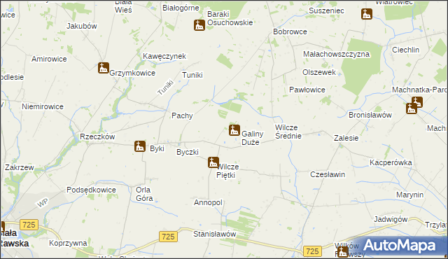 mapa Galinki gmina Biała Rawska, Galinki gmina Biała Rawska na mapie Targeo