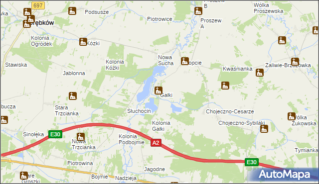 mapa Gałki gmina Grębków, Gałki gmina Grębków na mapie Targeo