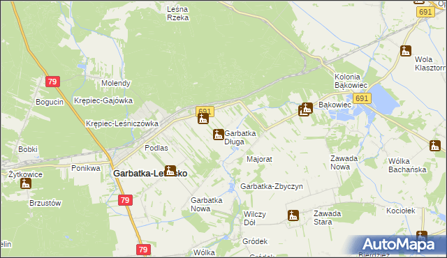 mapa Garbatka Długa, Garbatka Długa na mapie Targeo