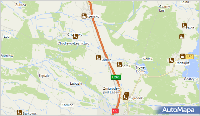 mapa Garbce, Garbce na mapie Targeo