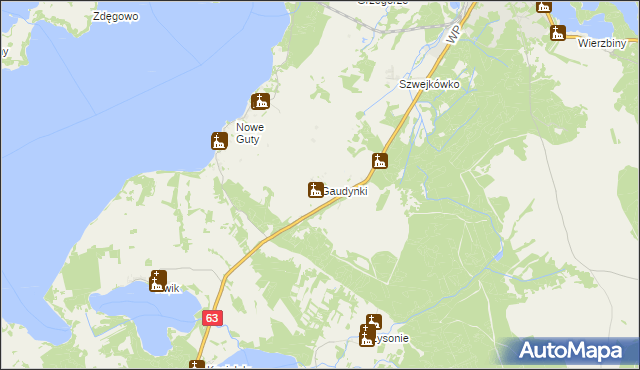 mapa Gaudynki, Gaudynki na mapie Targeo