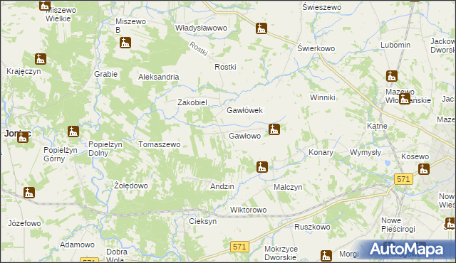 mapa Gawłowo, Gawłowo na mapie Targeo