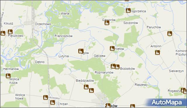 mapa Gęczew, Gęczew na mapie Targeo