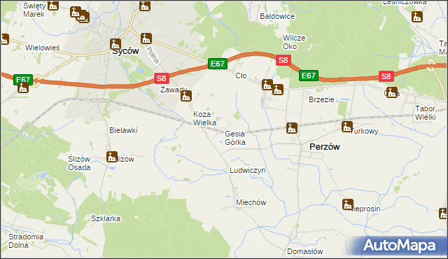mapa Gęsia Górka, Gęsia Górka na mapie Targeo