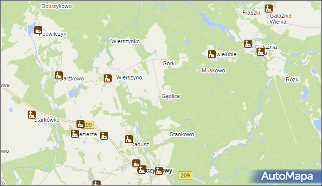 mapa Gęślice, Gęślice na mapie Targeo