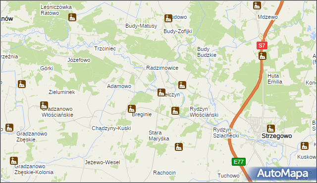 mapa Giełczyn gmina Strzegowo, Giełczyn gmina Strzegowo na mapie Targeo