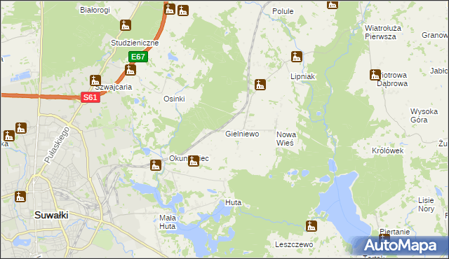 mapa Gielniewo, Gielniewo na mapie Targeo
