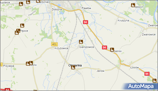 mapa Gierszowice, Gierszowice na mapie Targeo