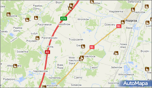 mapa Gieski, Gieski na mapie Targeo