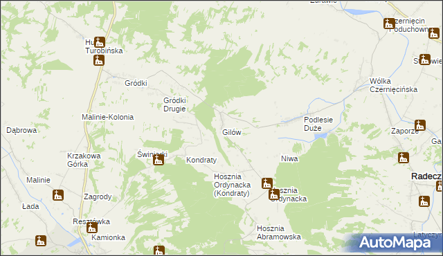 mapa Gilów gmina Goraj, Gilów gmina Goraj na mapie Targeo