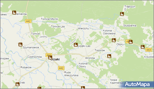 mapa Gizałki-Las, Gizałki-Las na mapie Targeo