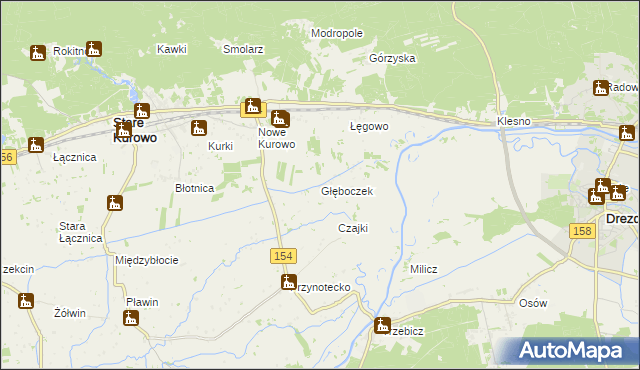 mapa Głęboczek gmina Stare Kurowo, Głęboczek gmina Stare Kurowo na mapie Targeo