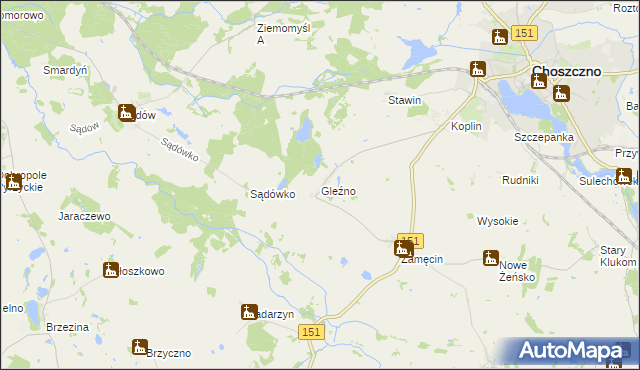 mapa Gleźno, Gleźno na mapie Targeo
