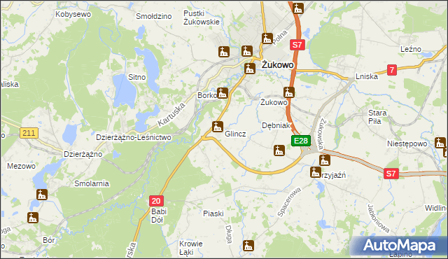 mapa Glincz, Glincz na mapie Targeo