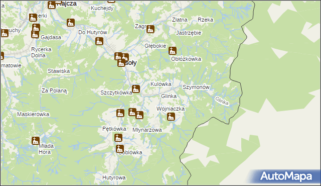 mapa Glinka gmina Ujsoły, Glinka gmina Ujsoły na mapie Targeo